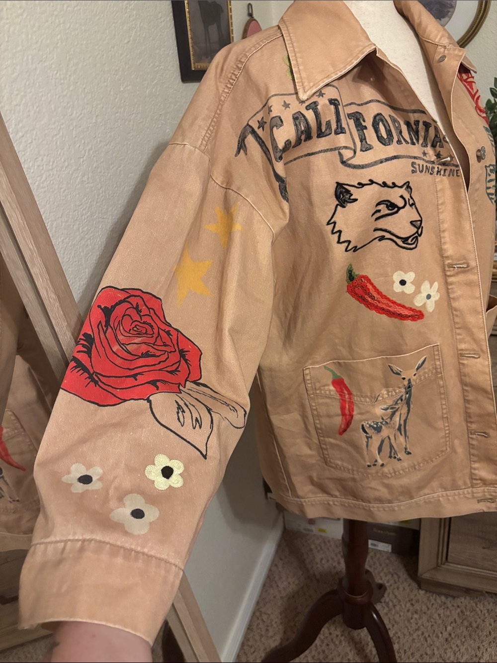 We The Free Tan Utility Jacket with Multicolor Embroidery - Picture 5 of 15